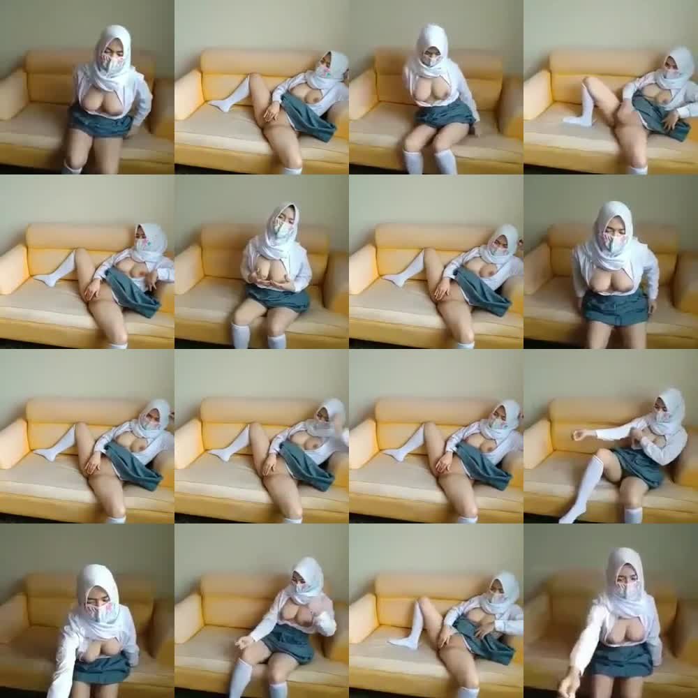 Abg Masih Pakai seragam Hijab Colmek di Sofa